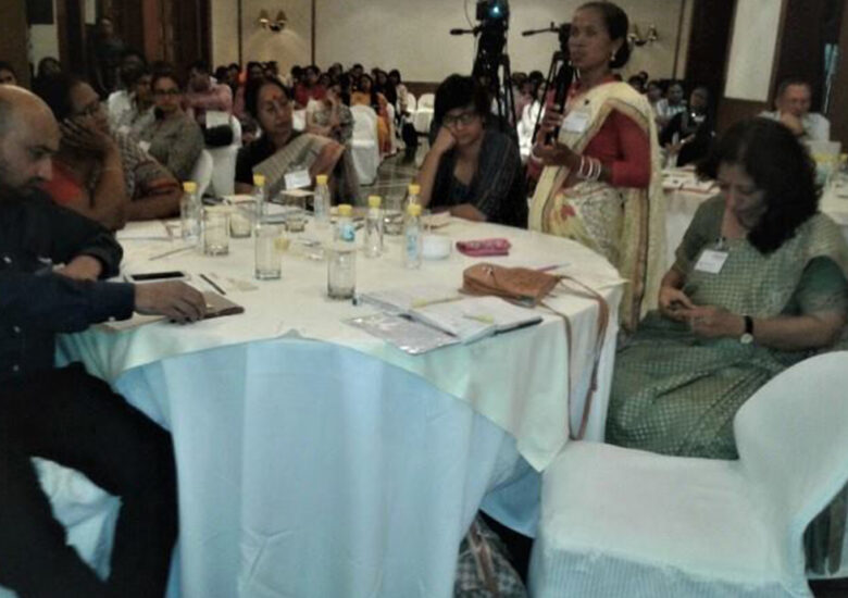 Jayanti Devi shares her life story at a Conference on Gender & Sanitation