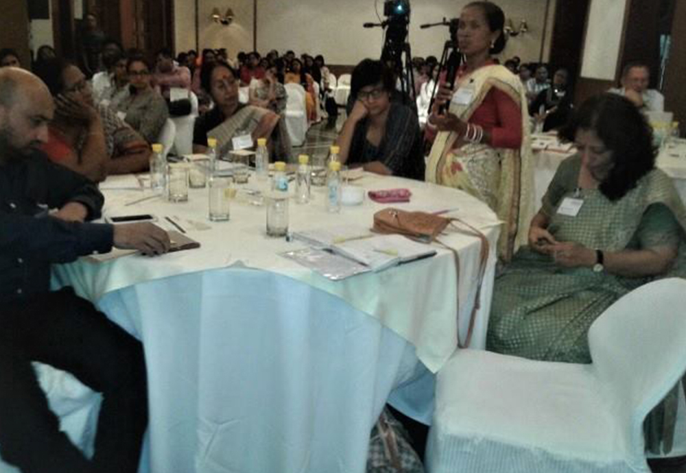 Jayanti Devi shares her life story at a Conference on Gender & Sanitation
