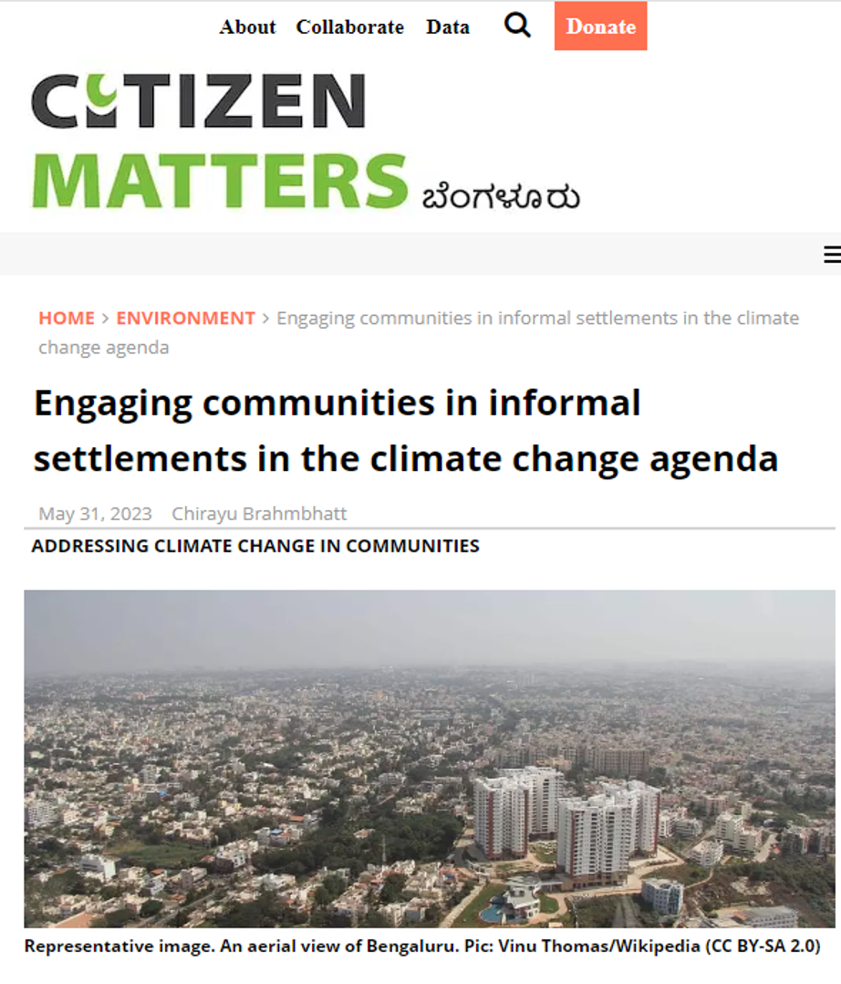 Engaging communities in informal settlements in the climate change agenda