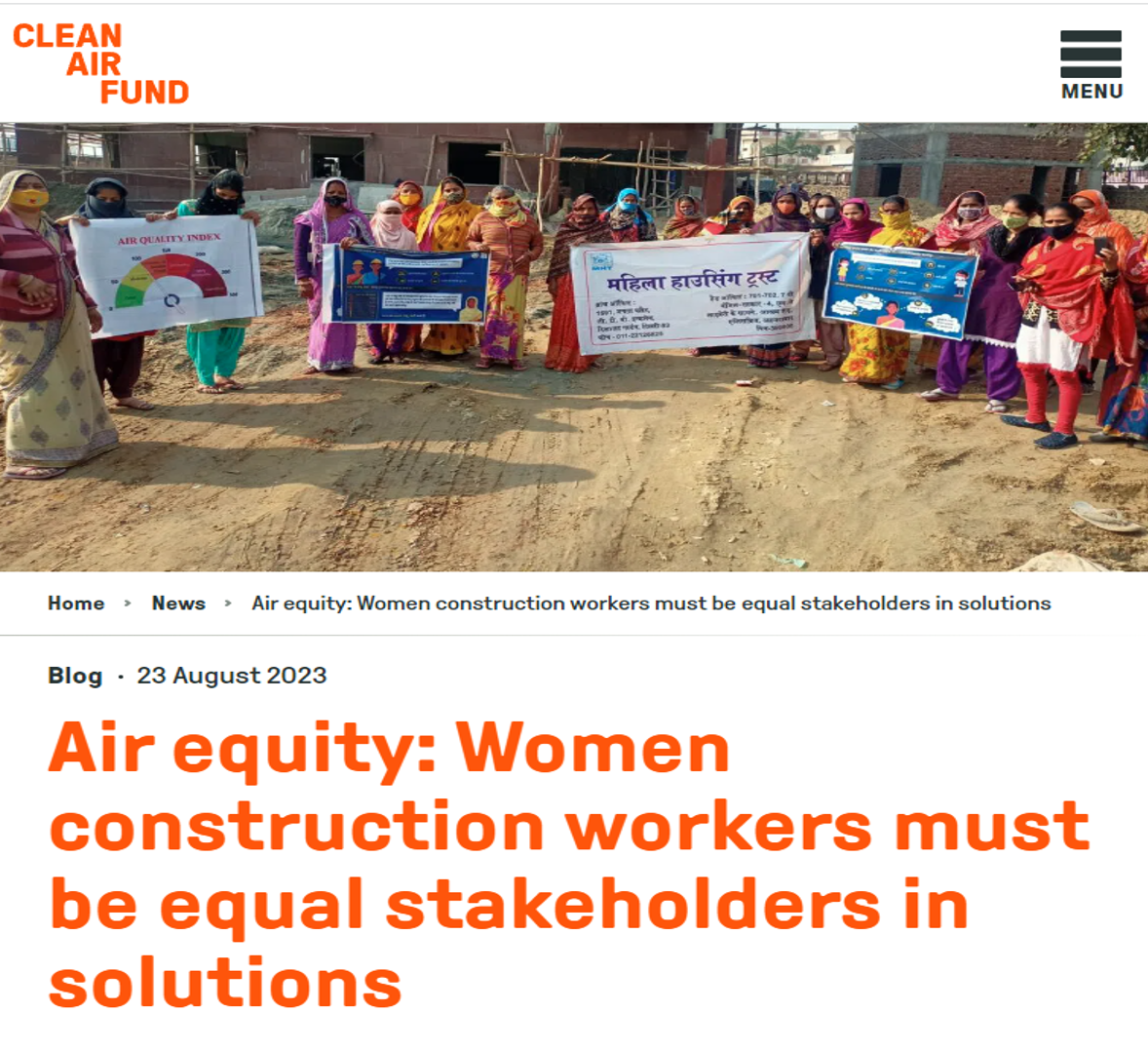 Air equity: Women construction workers must be equal stakeholders in solutions