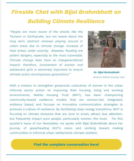 Insights on Climate Resilience: A Fireside Chat with Bijal Brahmbhatt, Director of Mahila Housing Trust