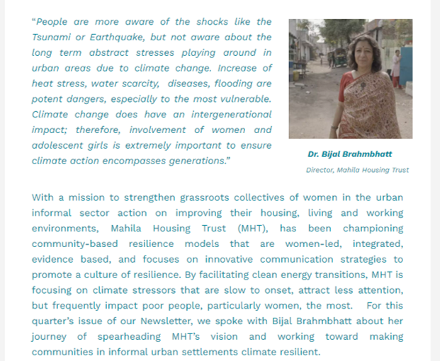 Insights on Climate Resilience: A Fireside Chat with Bijal Brahmbhatt, Director of Mahila Housing Trust
