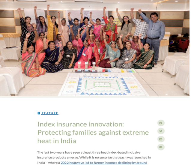 Index insurance innovation: Protecting families against extreme heat in India (Originally published by Microinsurance Network)